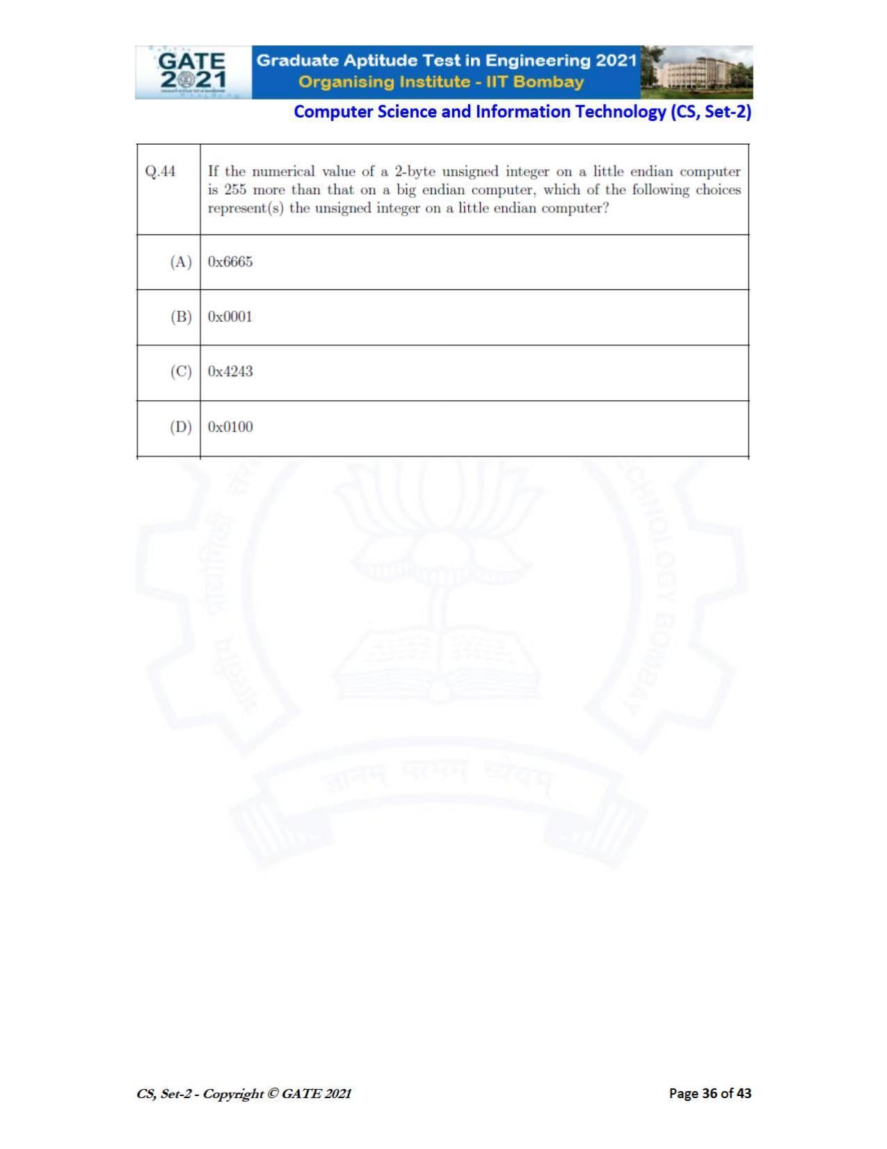 GATE 2021 Computer Science & Information Technology (CS) Question Paper - Page 81