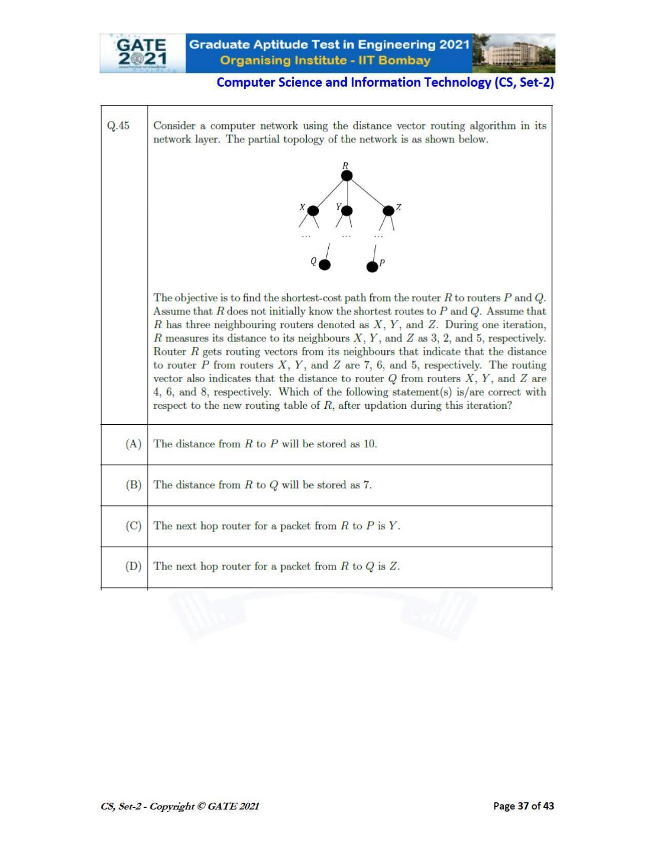 GATE 2021 Computer Science & Information Technology (CS) Question Paper - Page 82