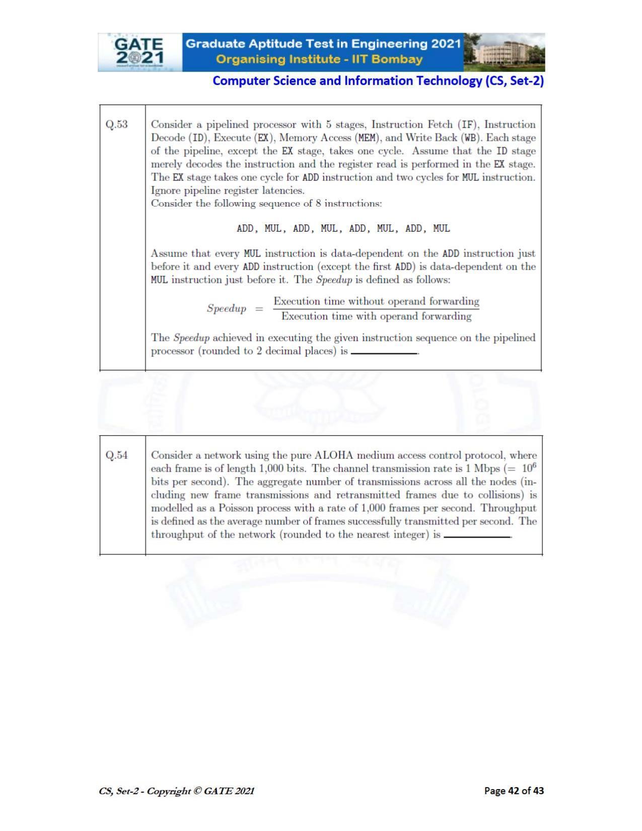 GATE 2021 Computer Science & Information Technology (CS) Question Paper - Page 87