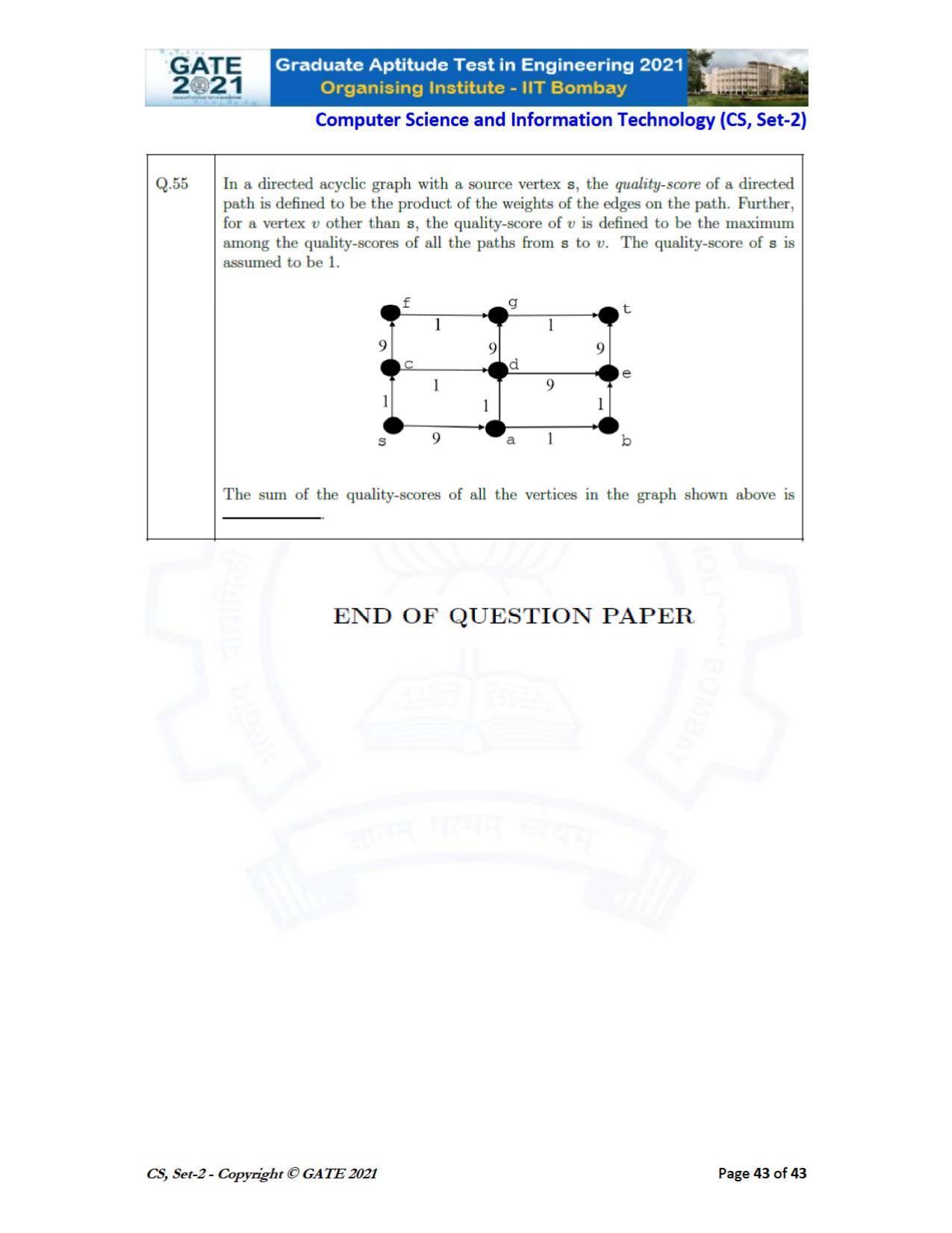 GATE 2021 Computer Science & Information Technology (CS) Question Paper - Page 88
