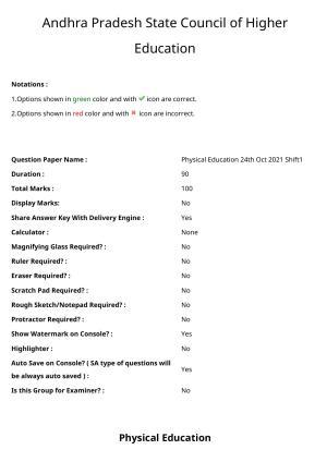 AP PGCET 2021 Physical Education Question Paper with Answer Key