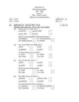 HPBOSE Class 5 EVS Sample Question Papers