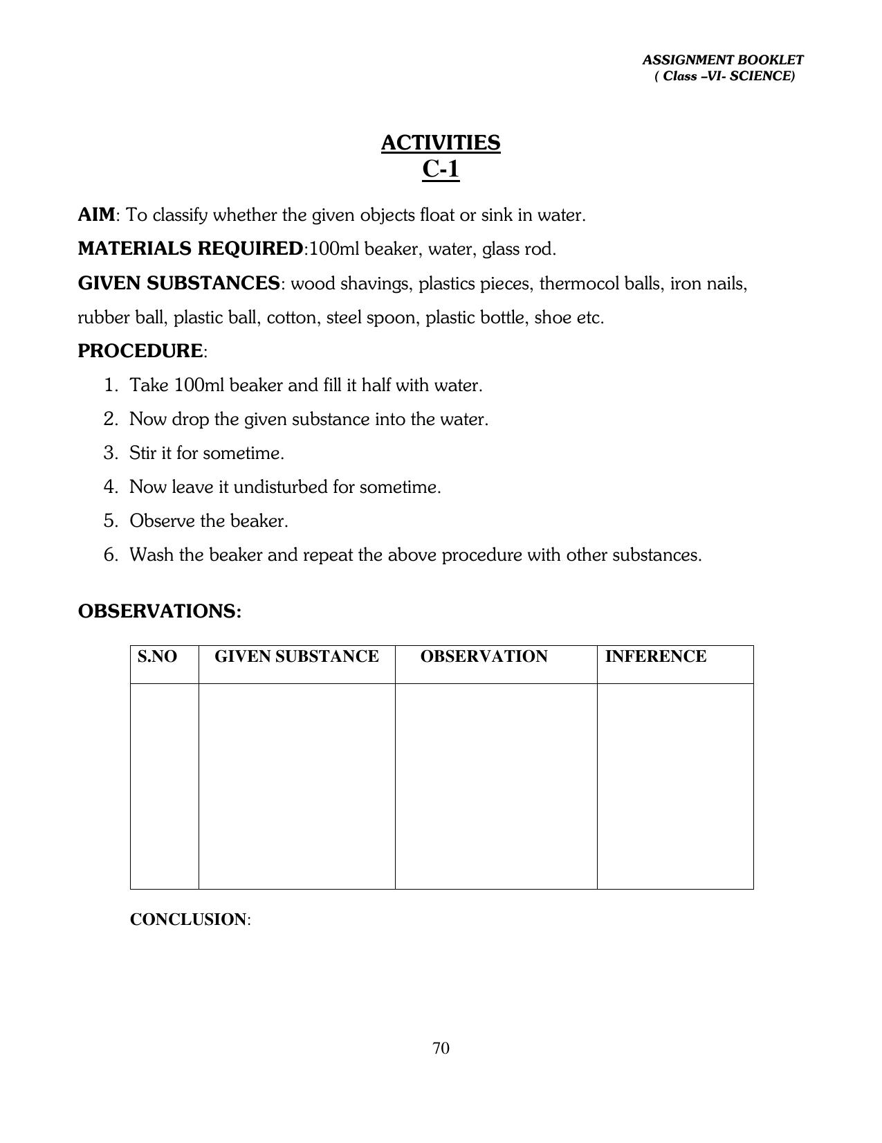 CBSE Worksheets for Class 6 Science Assignment 6 - Page 53