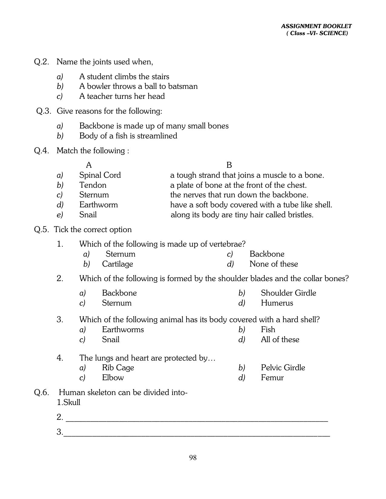 CBSE Worksheets for Class 6 Science Assignment 6 - Page 78