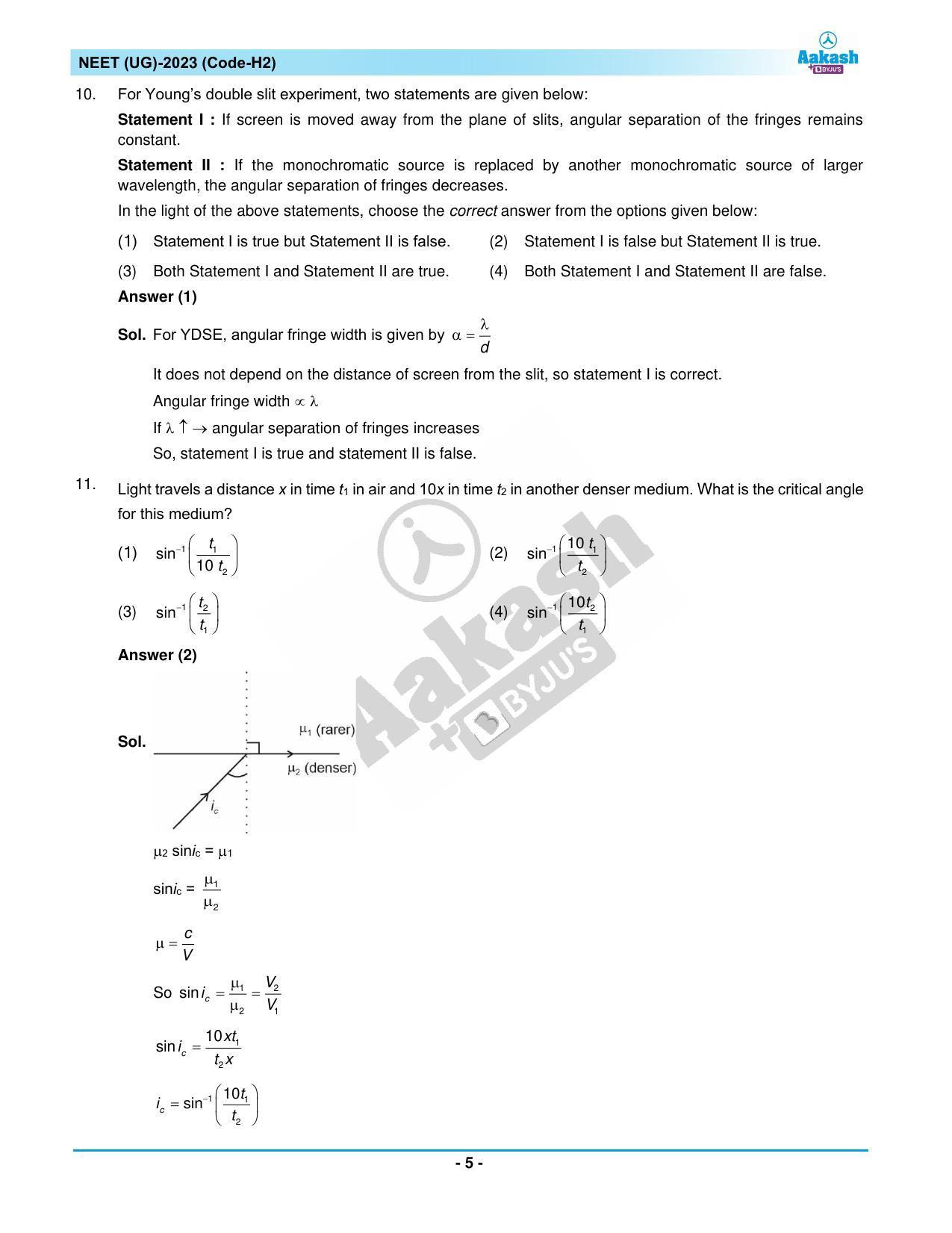 NEET 2023 Question Paper H2 - Page 5