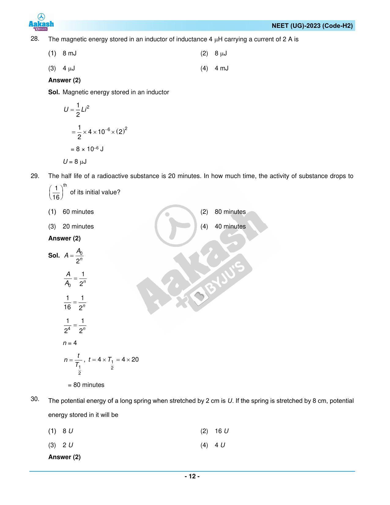 NEET 2023 Question Paper H2 - Page 12