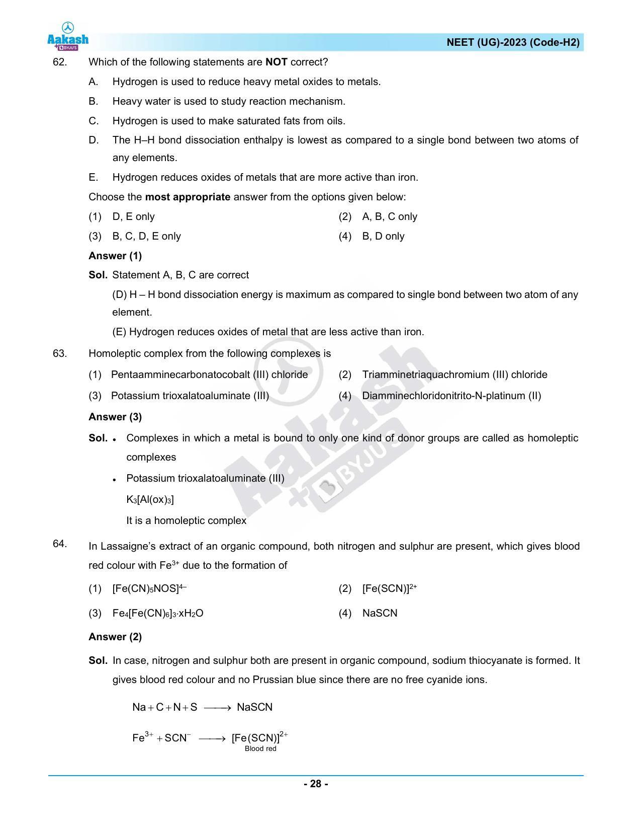 NEET 2023 Question Paper H2 - Page 28