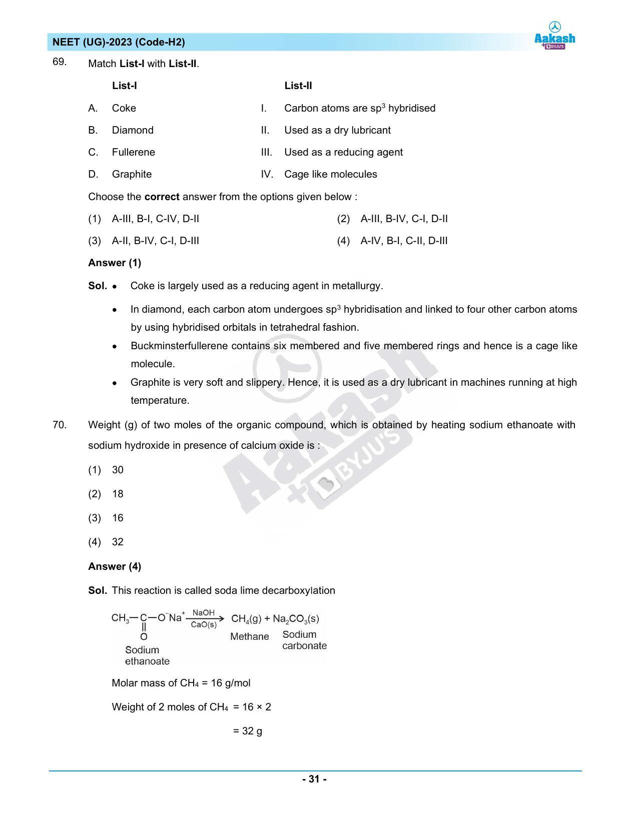 NEET 2023 Question Paper H2 - Page 31