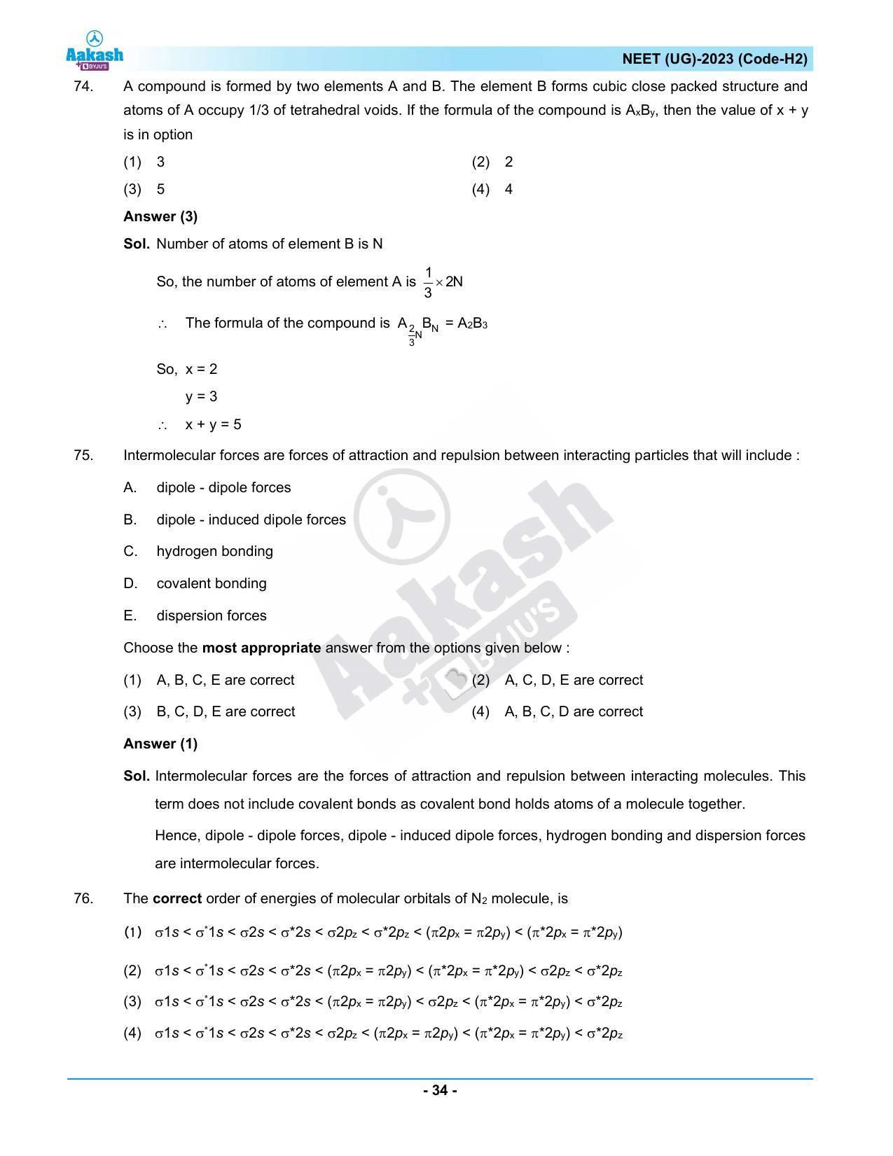 NEET 2023 Question Paper H2 - Page 34
