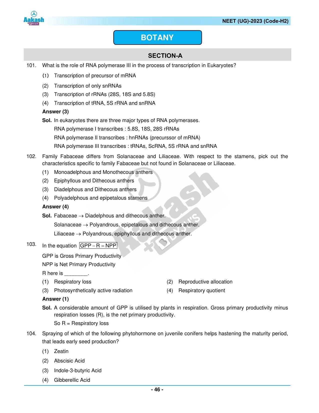NEET 2023 Question Paper H2 - Page 46