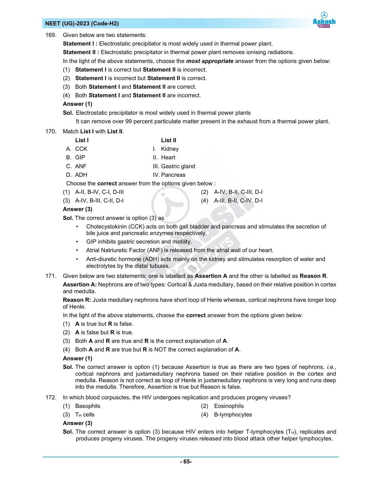 NEET 2023 Question Paper H2 - Page 65