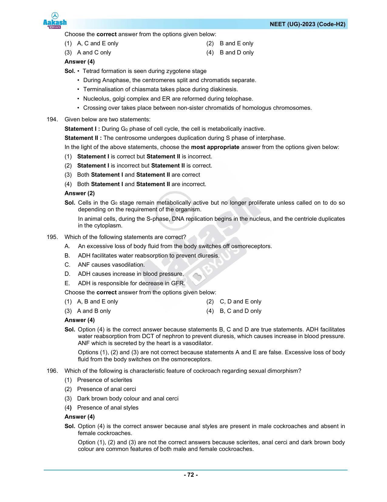 NEET 2023 Question Paper H2 - Page 72