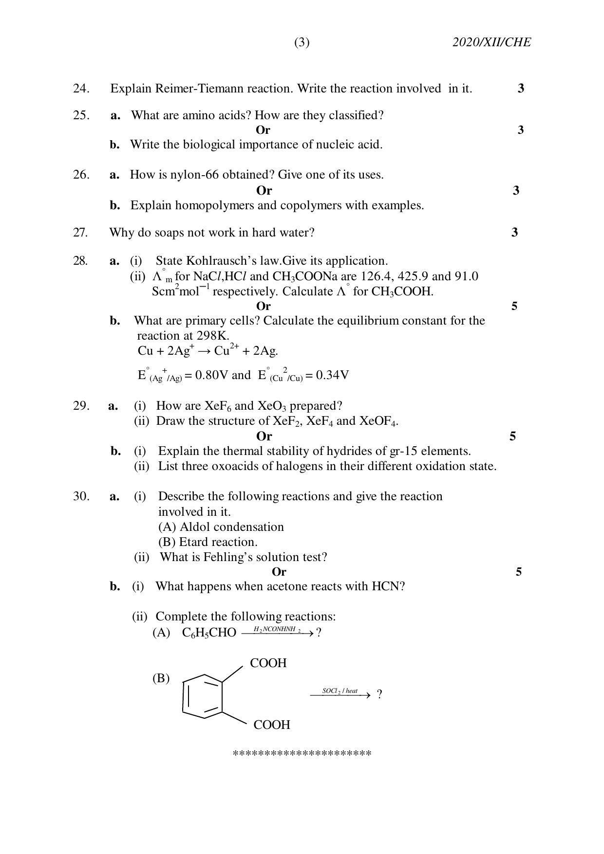 Nagaland Board Class 12 CHEMISTRY 2020 Question Papers - Page 3