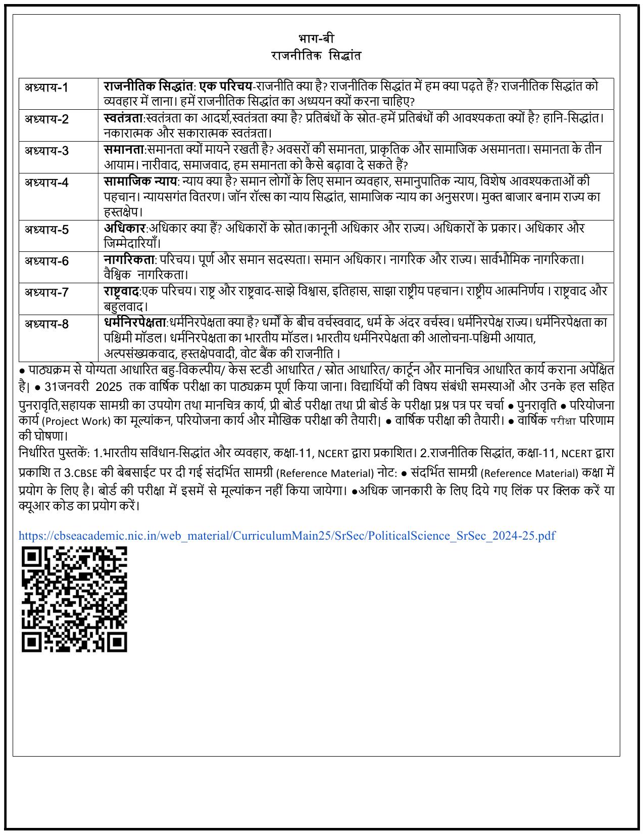 Edudel Class 11 Political Science (Hindi Medium) Syllabus 2025 - Page 2