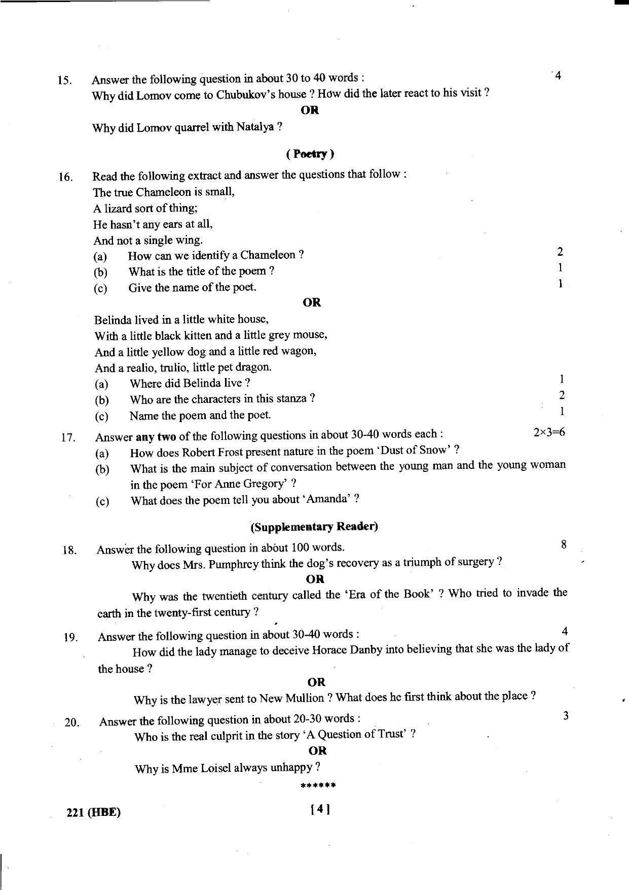 UBSE Class 10 English 2015 Question Paper - Page 4