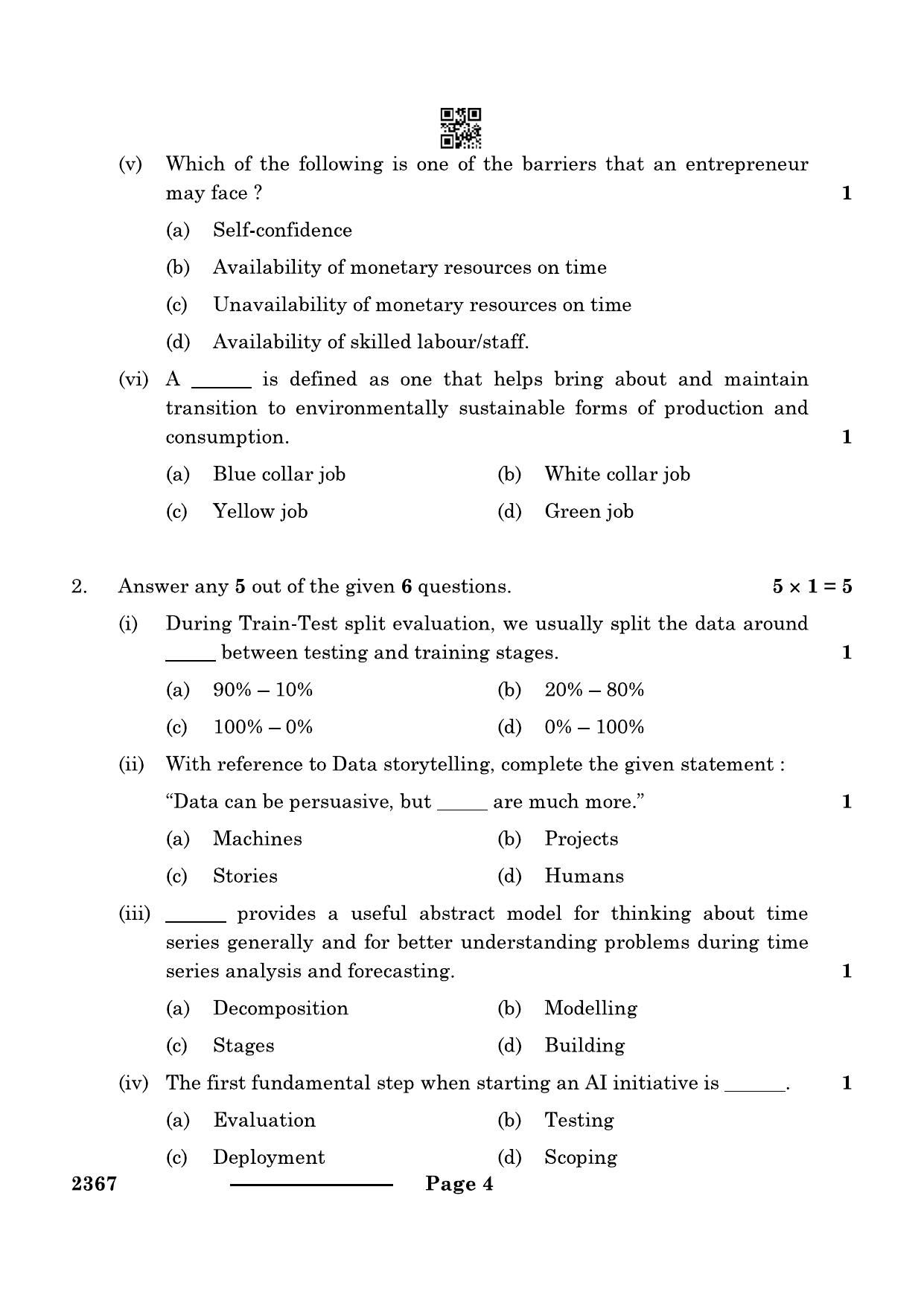 CBSE Class 12 Artificial Intelligence 2024 Question Paper - Page 4