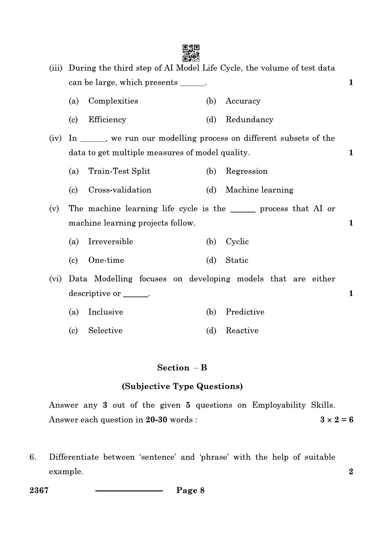 CBSE Class 12 Artificial Intelligence 2024 Question Paper - Page 8