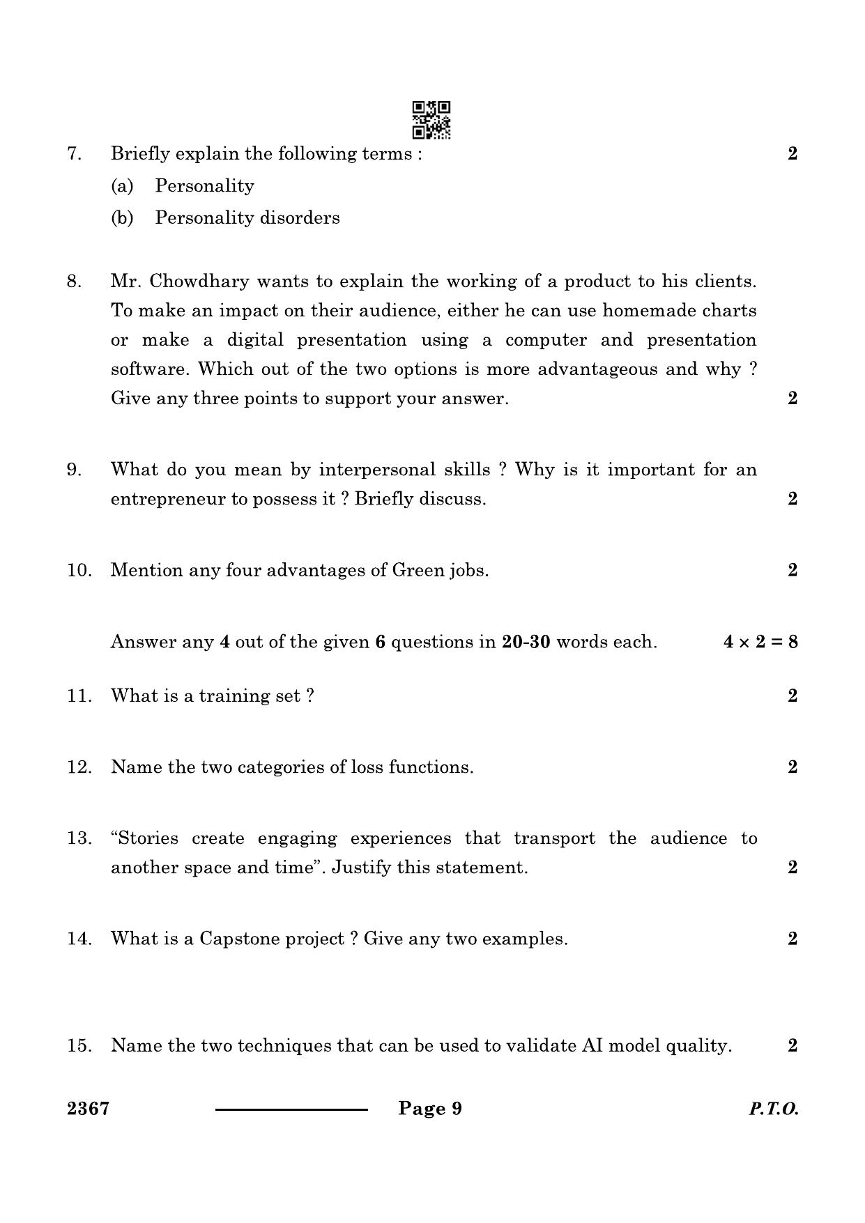 CBSE Class 12 Artificial Intelligence 2024 Question Paper - Page 9