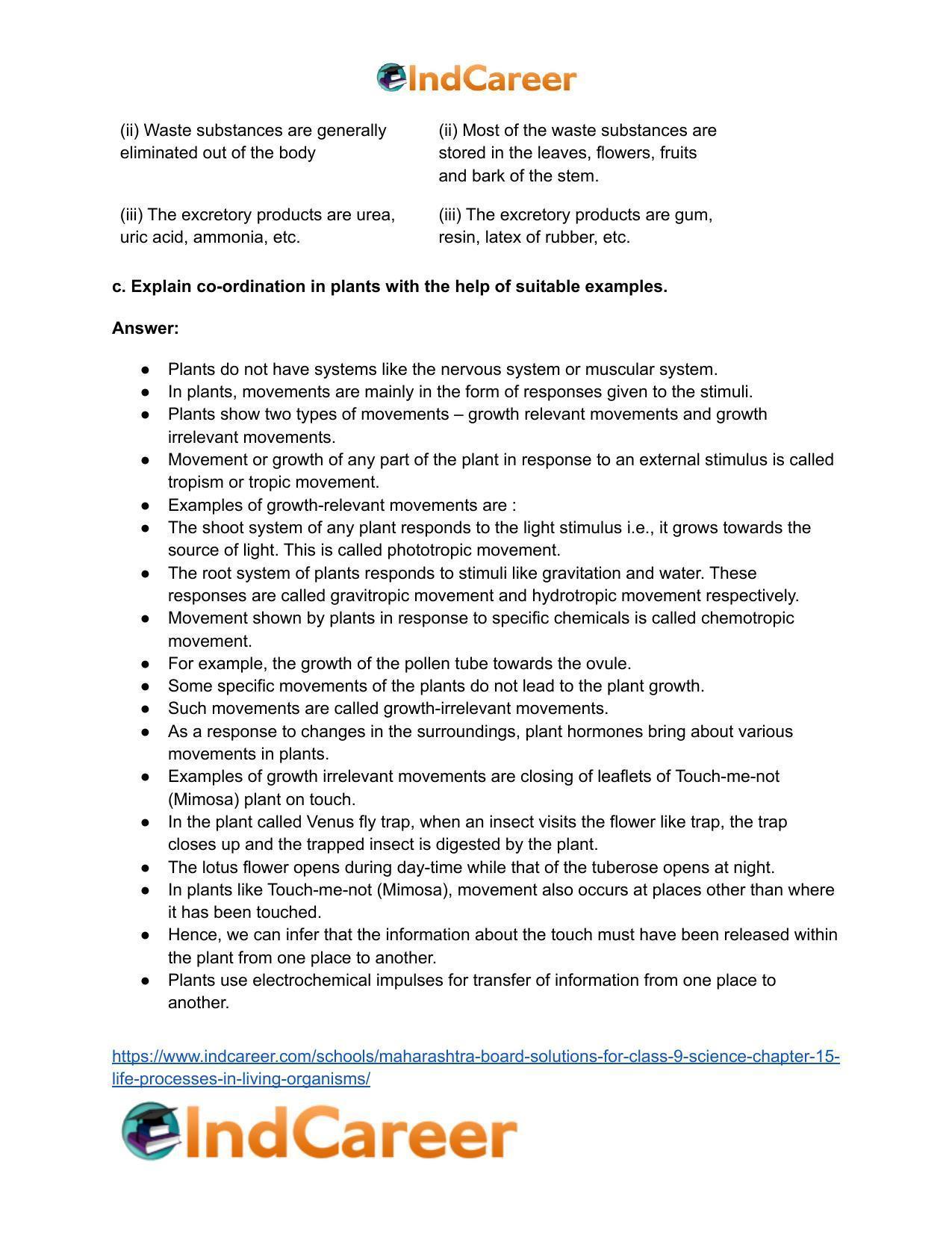 Maharashtra Board Solutions for Class 9- Science: Chapter 15- Life Processes in Living Organisms - Page 12