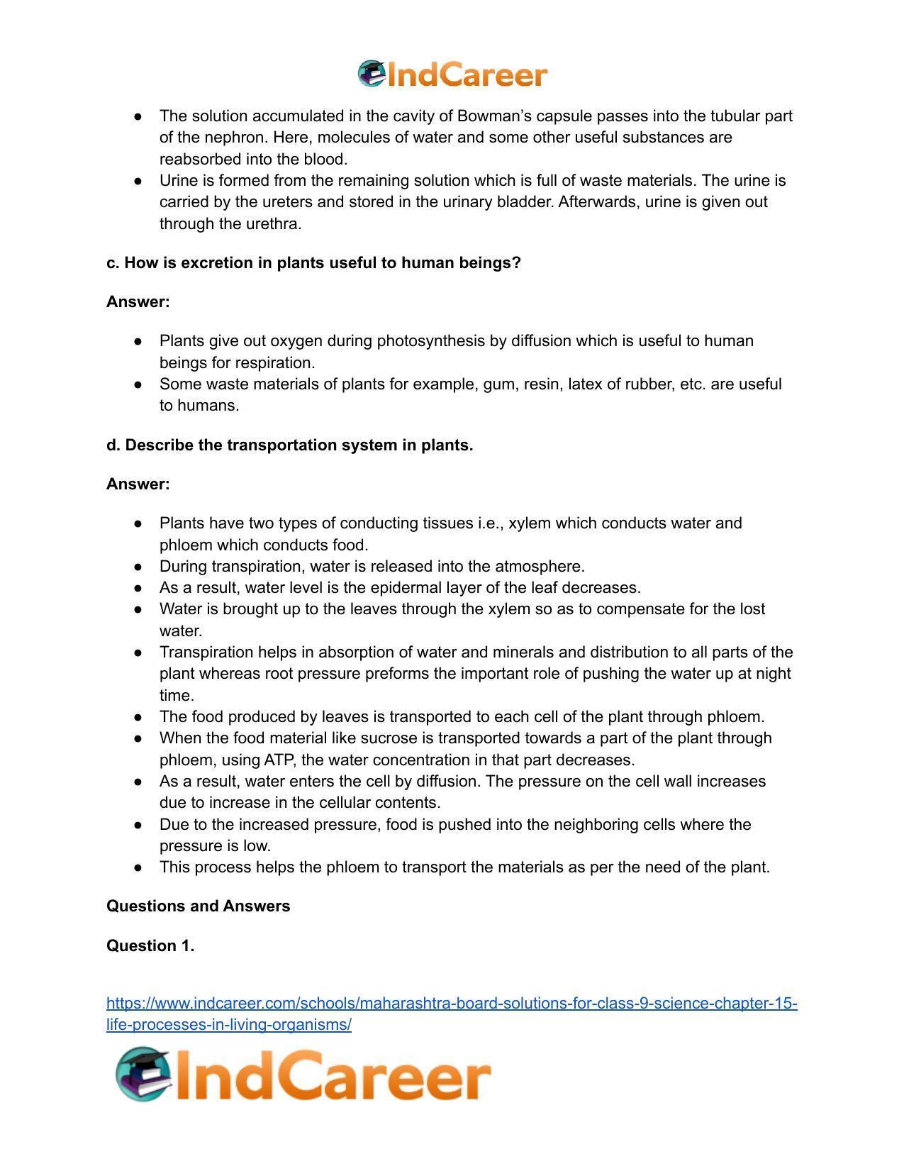 Maharashtra Board Solutions for Class 9- Science: Chapter 15- Life Processes in Living Organisms - Page 14