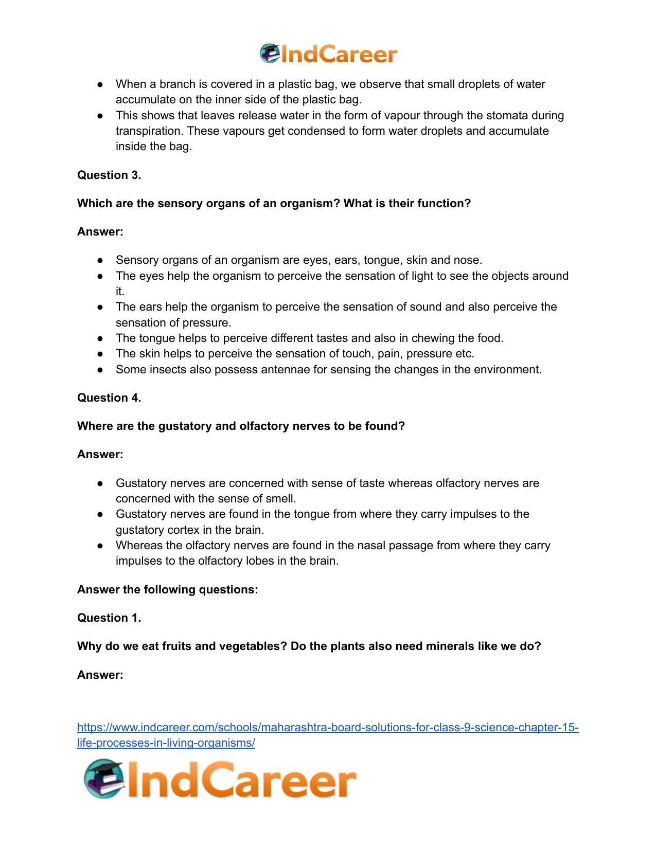 Maharashtra Board Solutions for Class 9- Science: Chapter 15- Life Processes in Living Organisms - Page 16