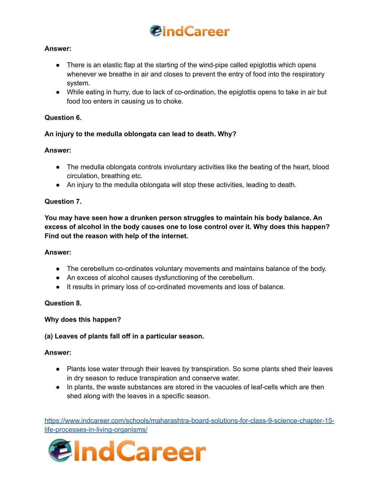 Maharashtra Board Solutions for Class 9- Science: Chapter 15- Life Processes in Living Organisms - Page 18