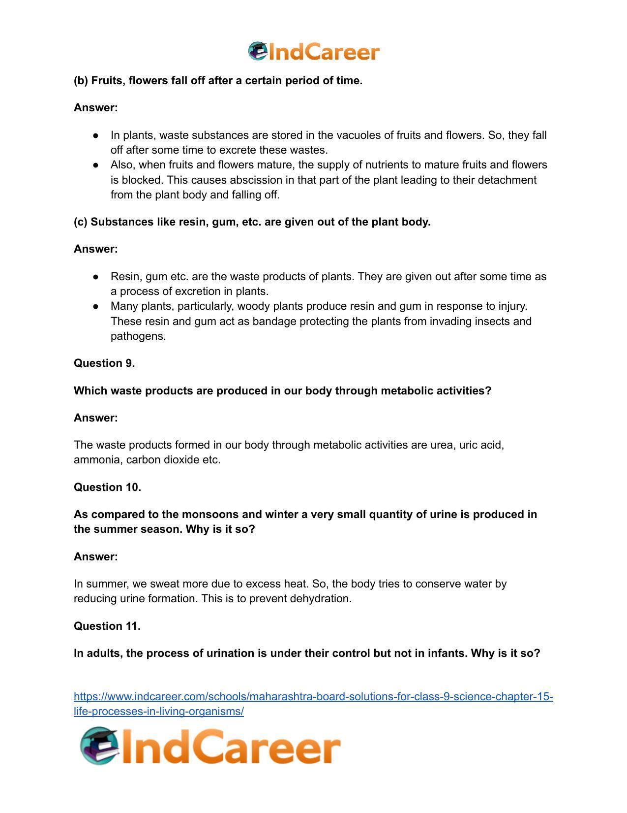 Maharashtra Board Solutions for Class 9- Science: Chapter 15- Life Processes in Living Organisms - Page 19
