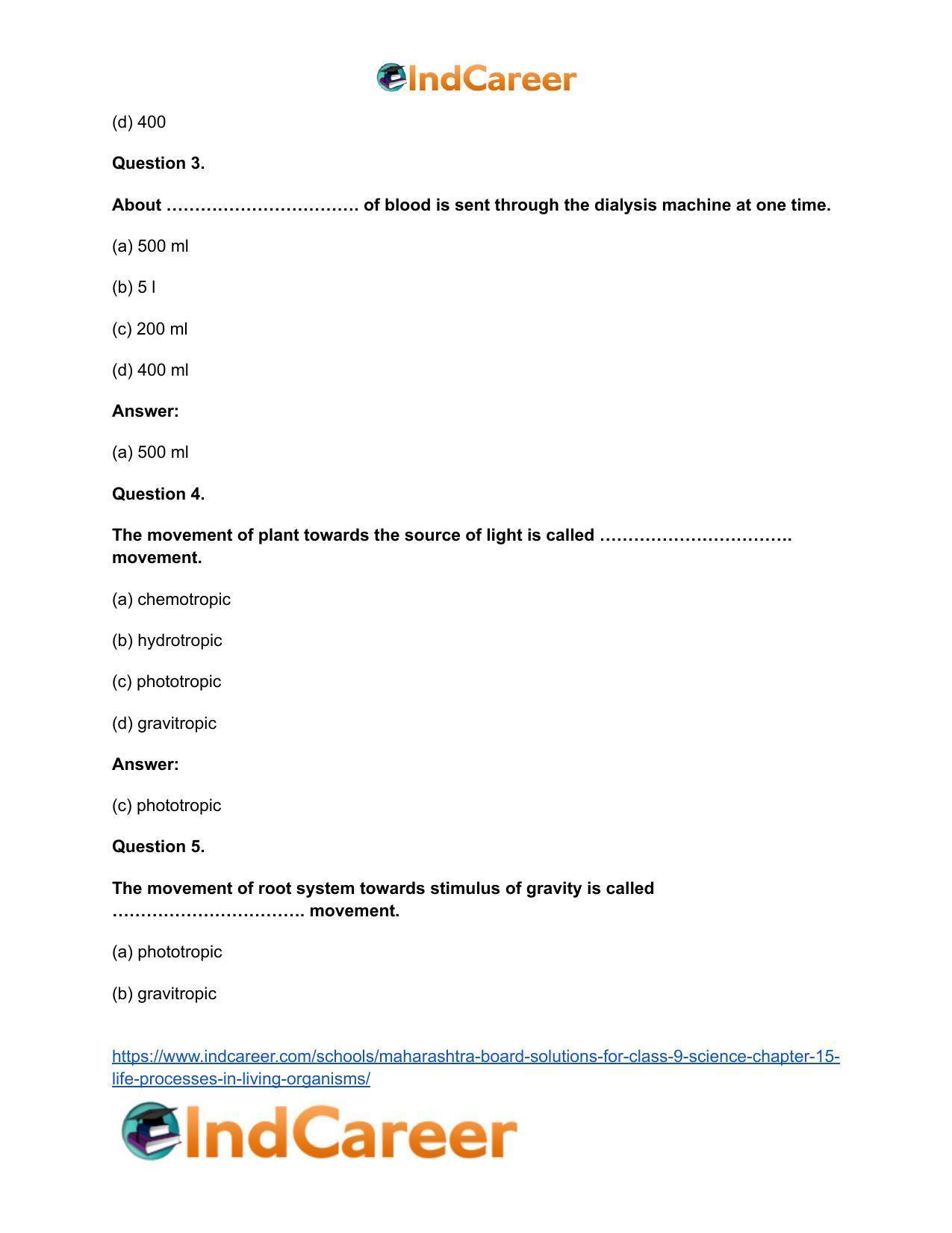 Maharashtra Board Solutions for Class 9- Science: Chapter 15- Life Processes in Living Organisms - Page 27