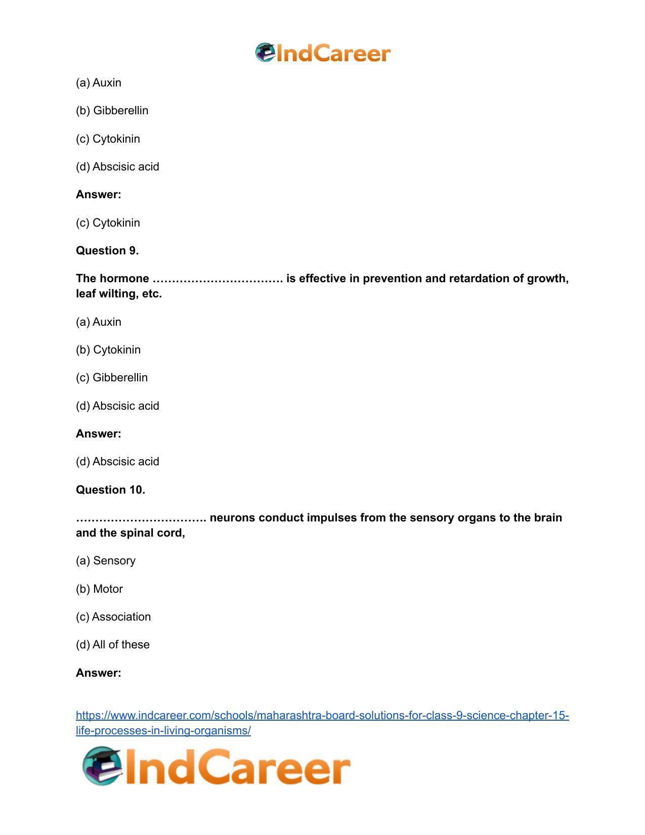 Maharashtra Board Solutions for Class 9- Science: Chapter 15- Life Processes in Living Organisms - Page 29