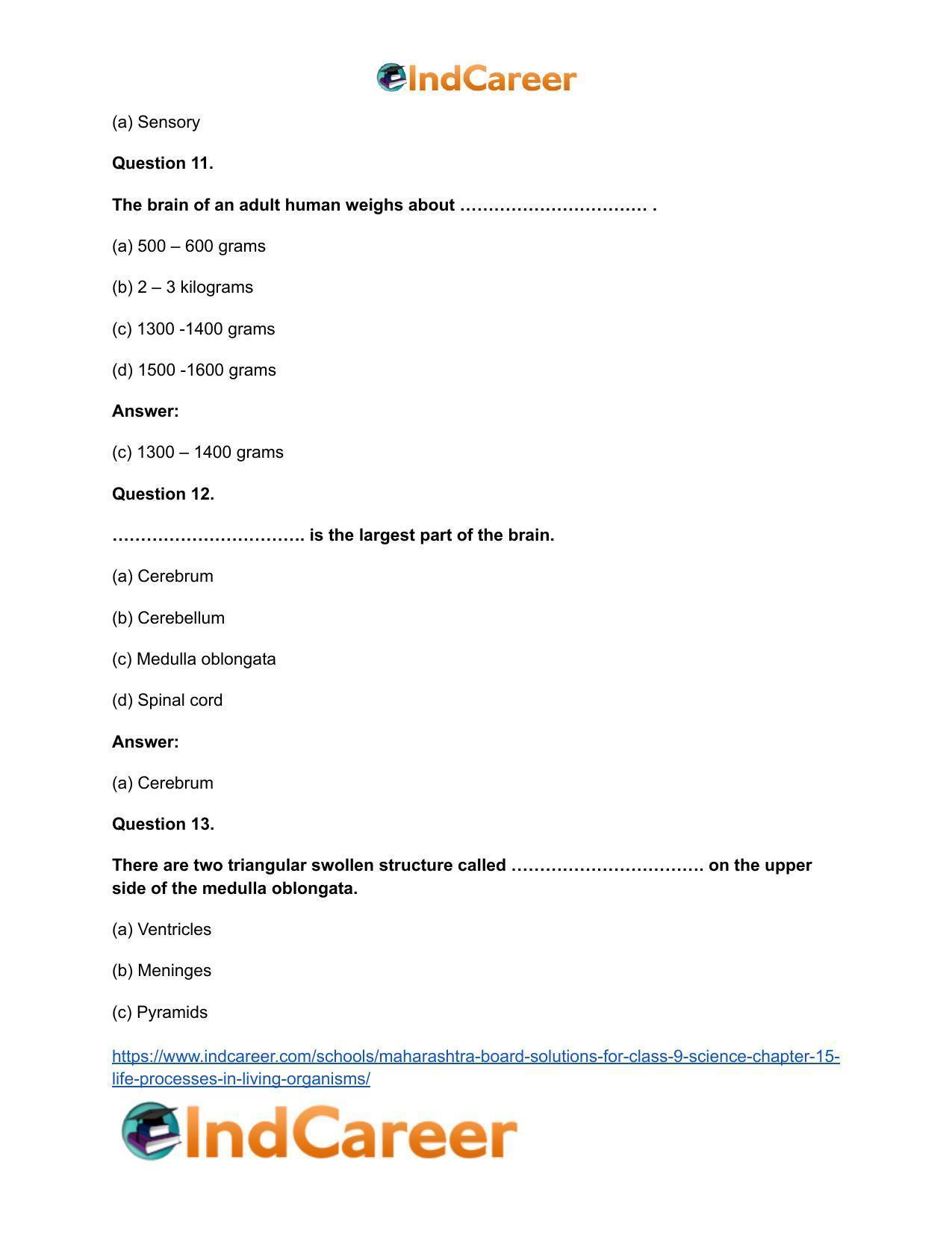Maharashtra Board Solutions for Class 9- Science: Chapter 15- Life Processes in Living Organisms - Page 30