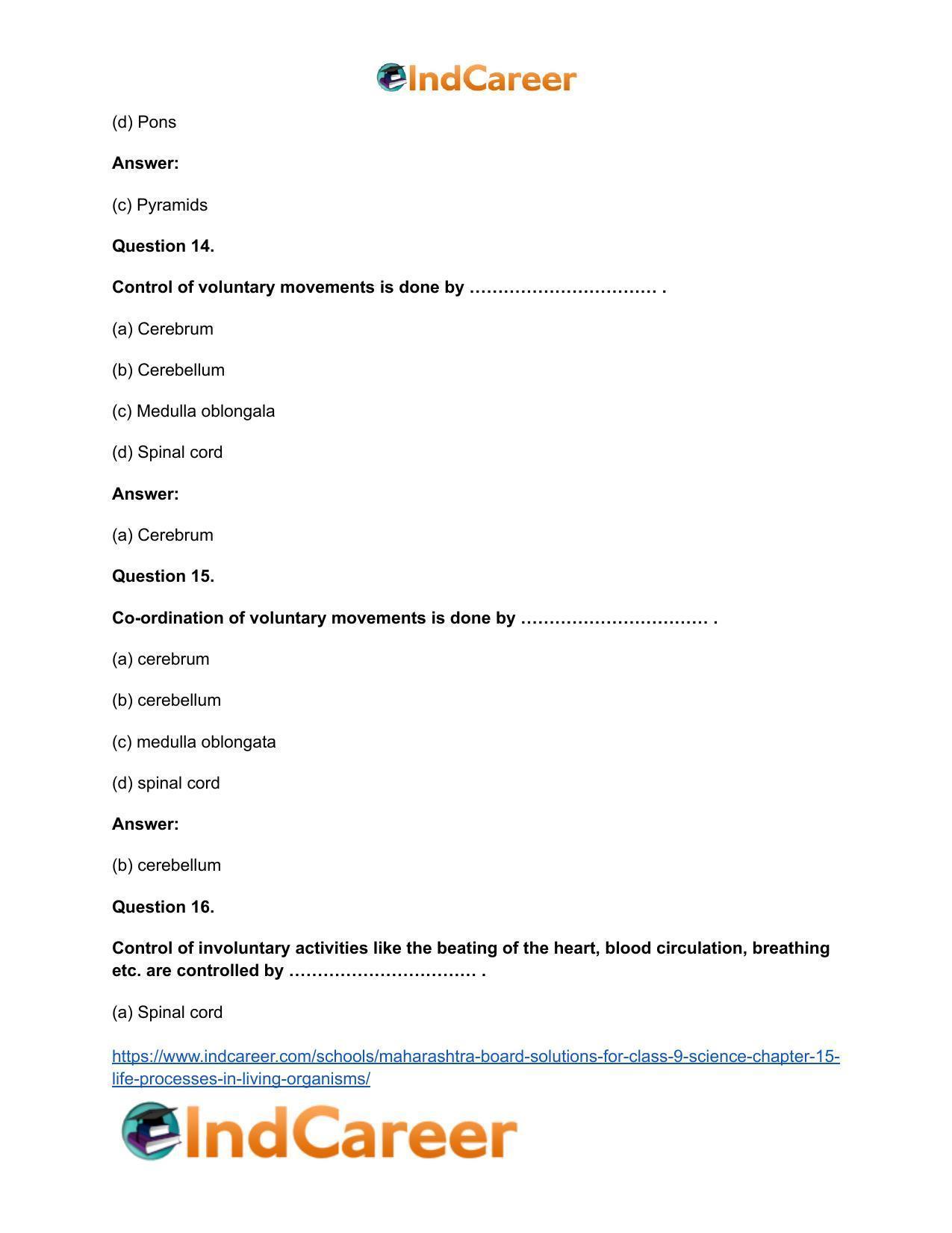 Maharashtra Board Solutions for Class 9- Science: Chapter 15- Life Processes in Living Organisms - Page 31