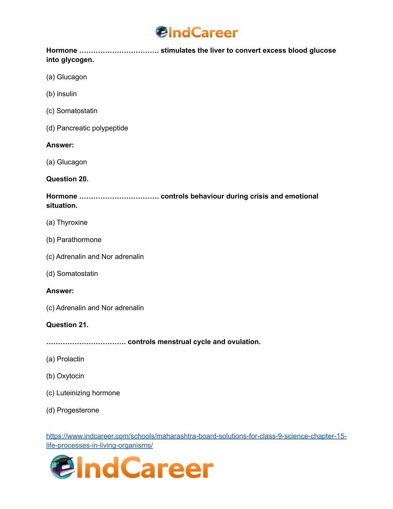 Maharashtra Board Solutions for Class 9- Science: Chapter 15- Life Processes in Living Organisms - Page 33