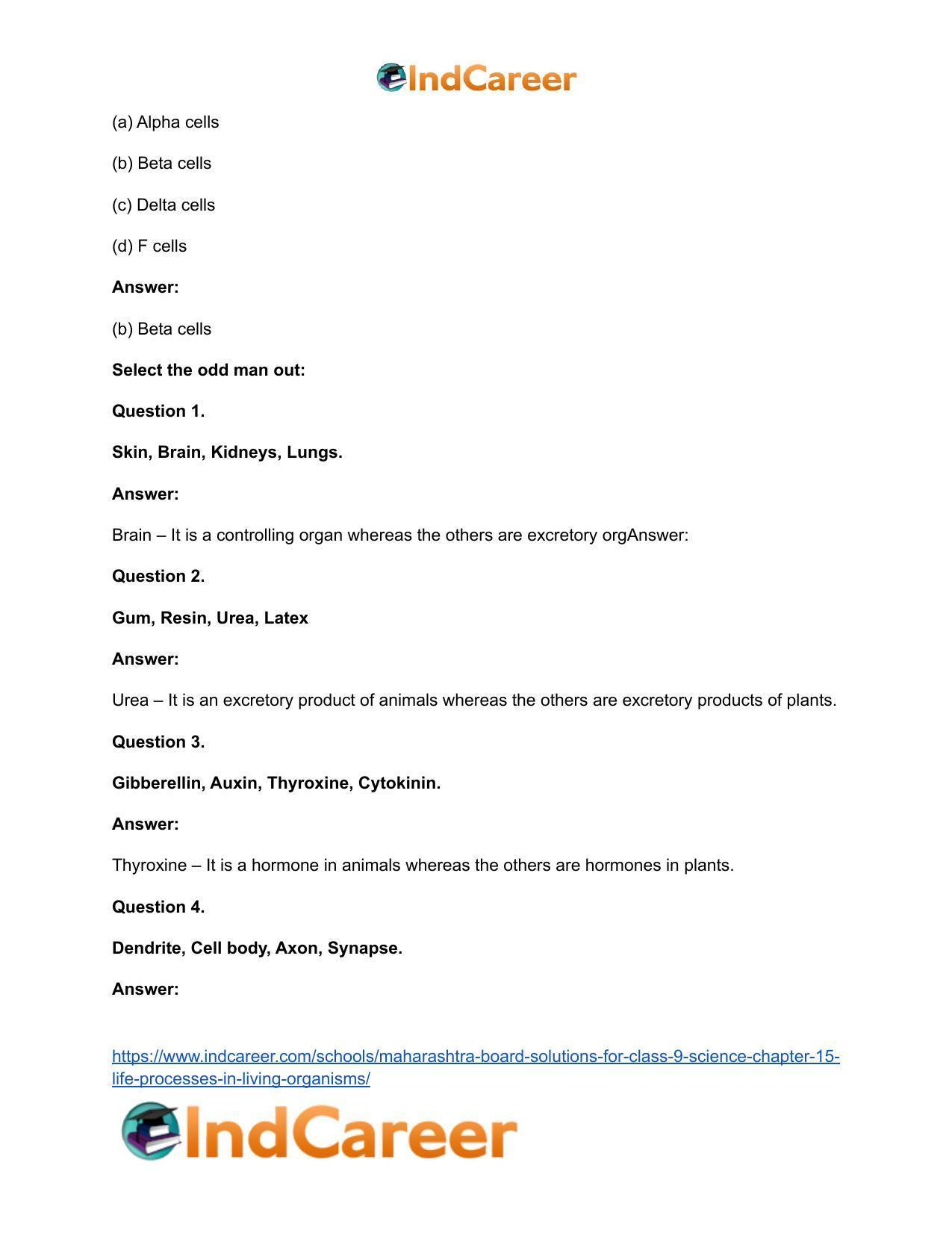 Maharashtra Board Solutions for Class 9- Science: Chapter 15- Life Processes in Living Organisms - Page 36
