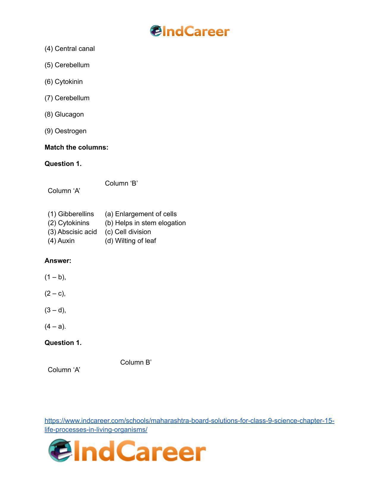 Maharashtra Board Solutions for Class 9- Science: Chapter 15- Life Processes in Living Organisms - Page 38