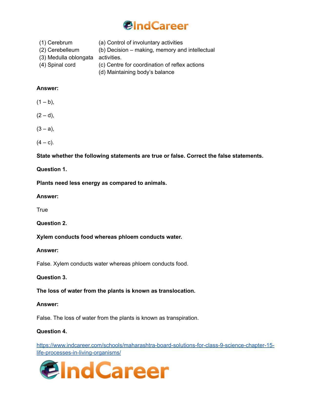 Maharashtra Board Solutions for Class 9- Science: Chapter 15- Life Processes in Living Organisms - Page 39
