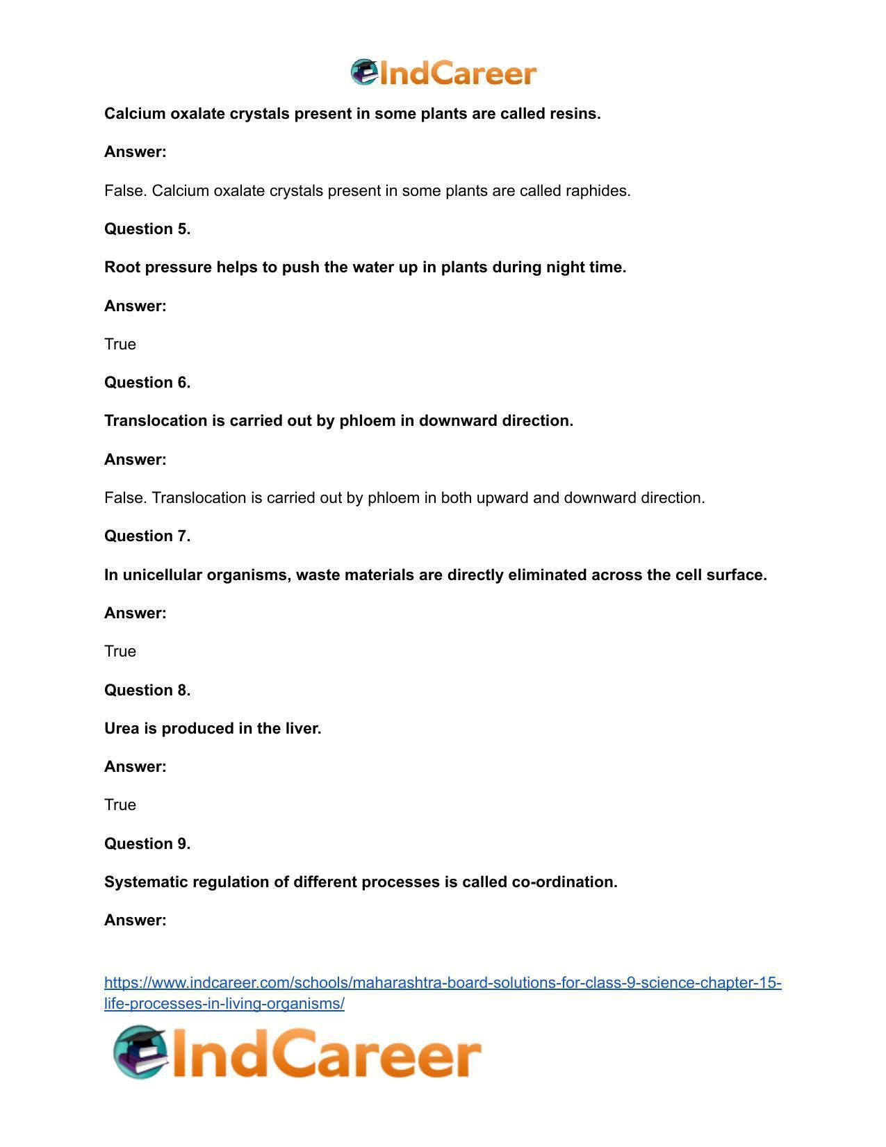 Maharashtra Board Solutions for Class 9- Science: Chapter 15- Life Processes in Living Organisms - Page 40