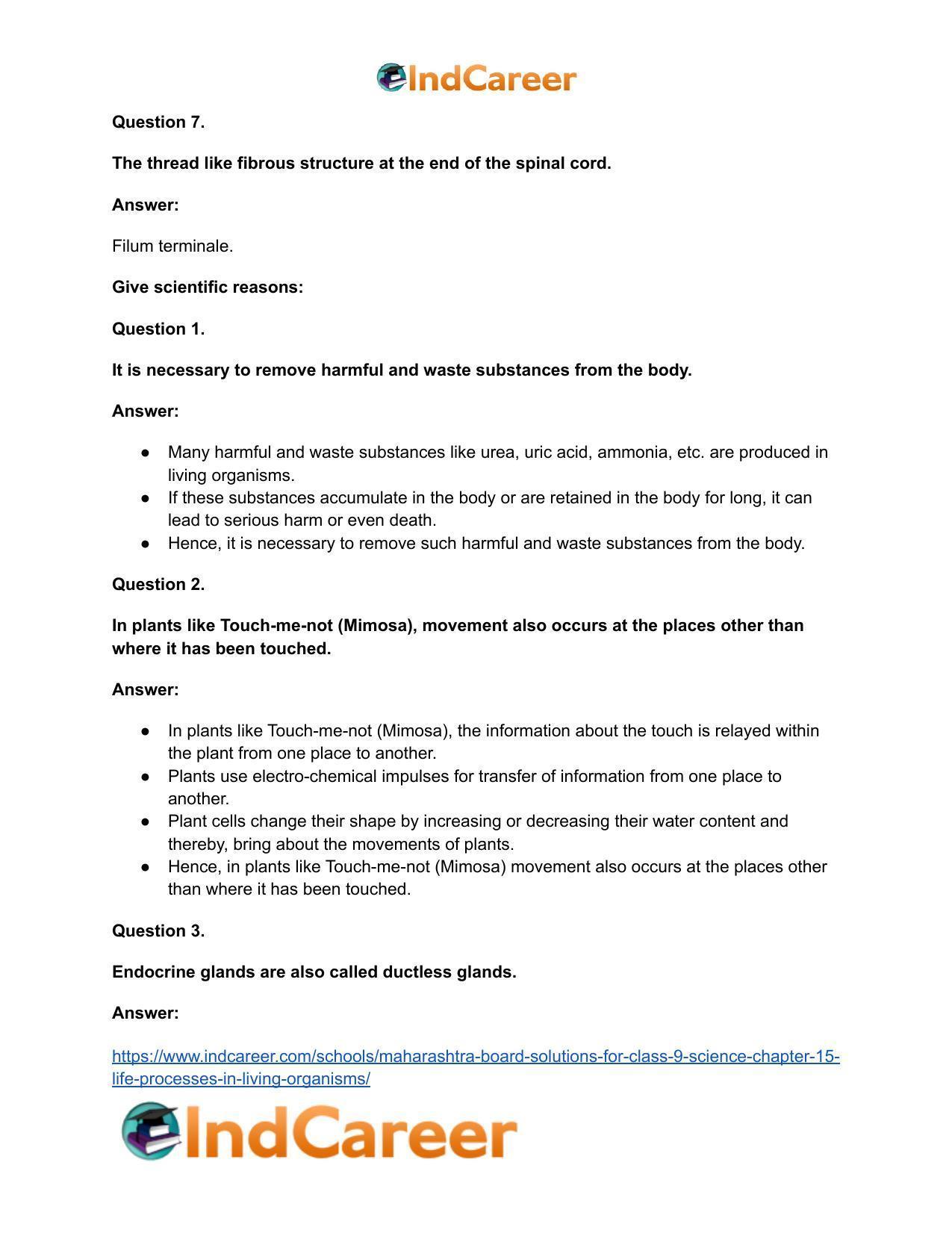 Maharashtra Board Solutions for Class 9- Science: Chapter 15- Life Processes in Living Organisms - Page 45