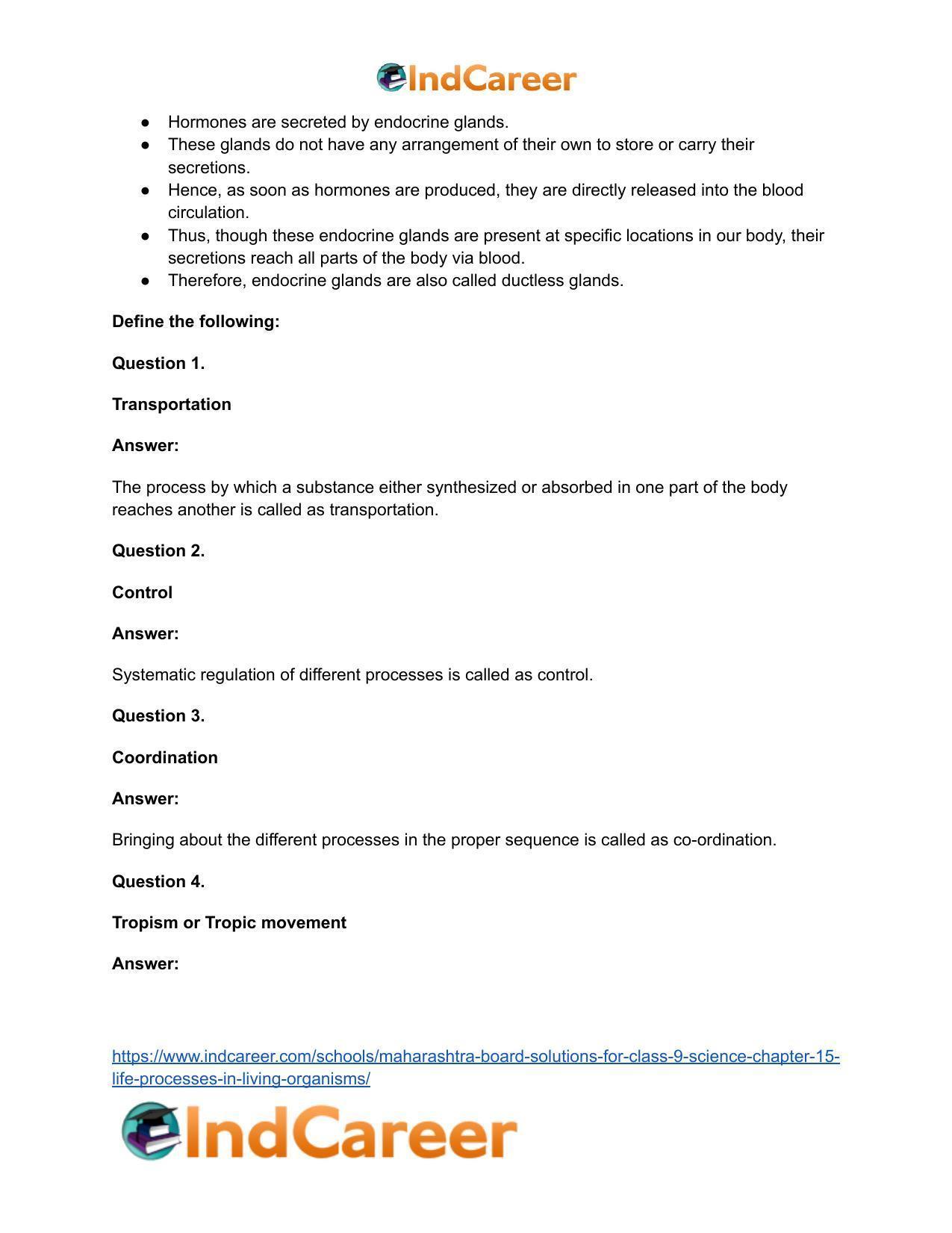 Maharashtra Board Solutions for Class 9- Science: Chapter 15- Life Processes in Living Organisms - Page 46