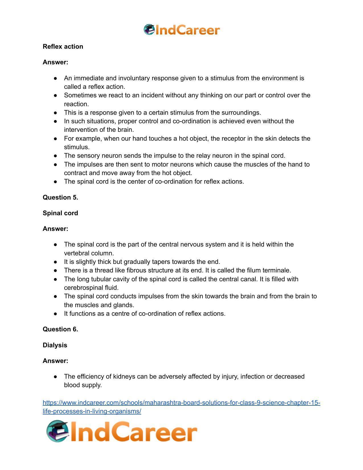 Maharashtra Board Solutions for Class 9- Science: Chapter 15- Life Processes in Living Organisms - Page 51