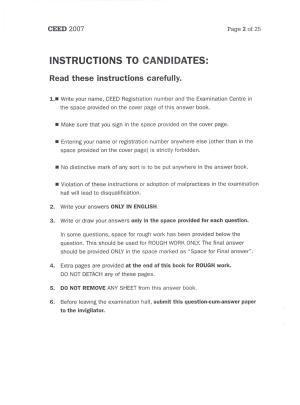 CEED 2007 Question Paper