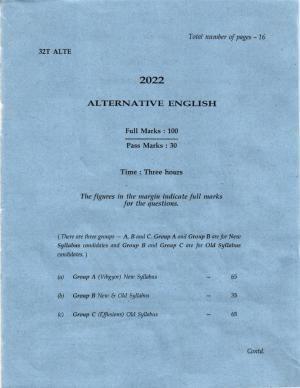 AHSEC Class 12 Alternative English Question Papers 2022