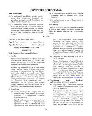 ISC Class XI & XII Computer Science Syllabus
