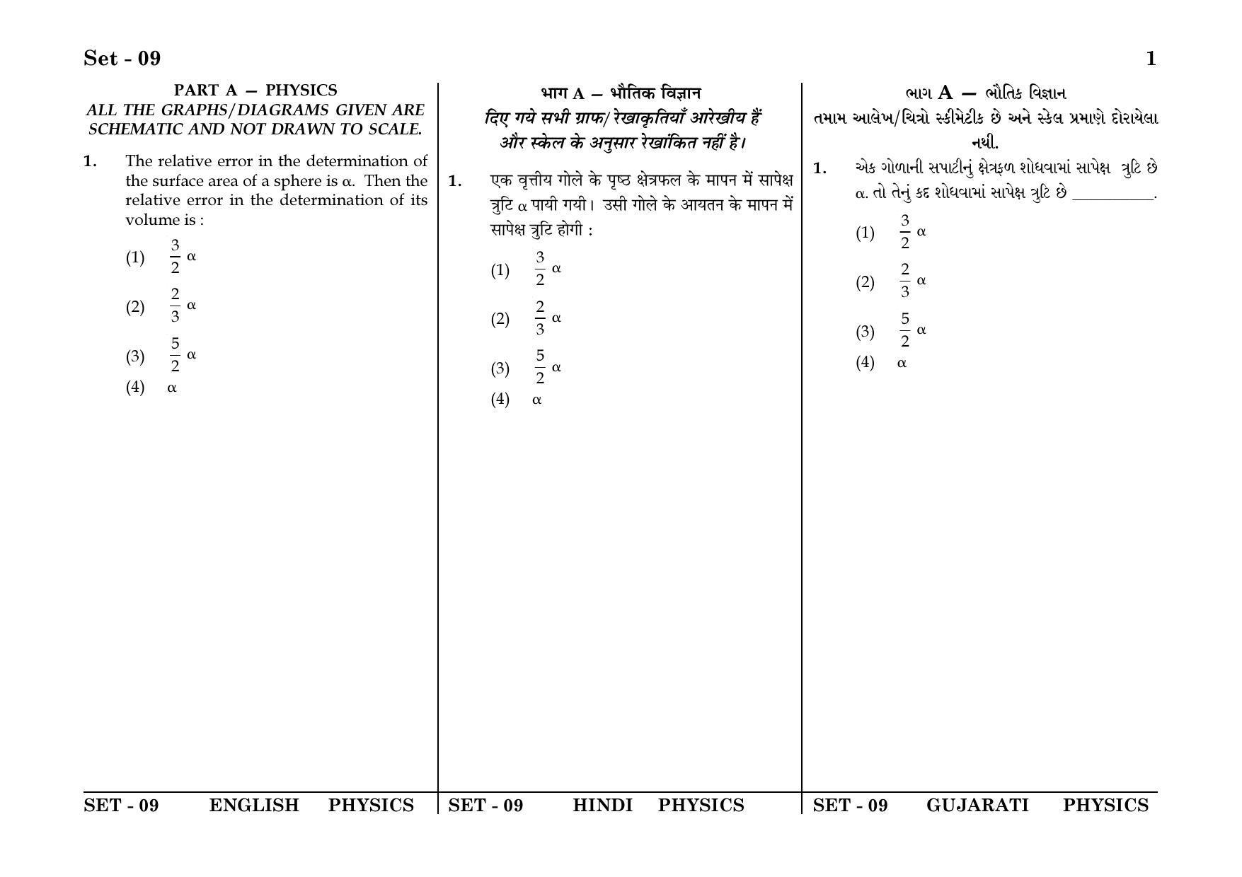 JEE Main 2018 Online Question Papers: Day 1 - Page 1