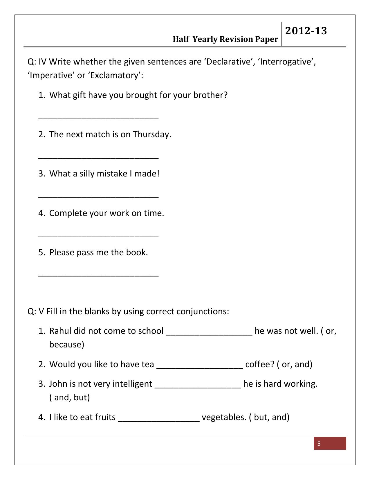 Worksheet for Class 2 English Assignment 12 - Page 5