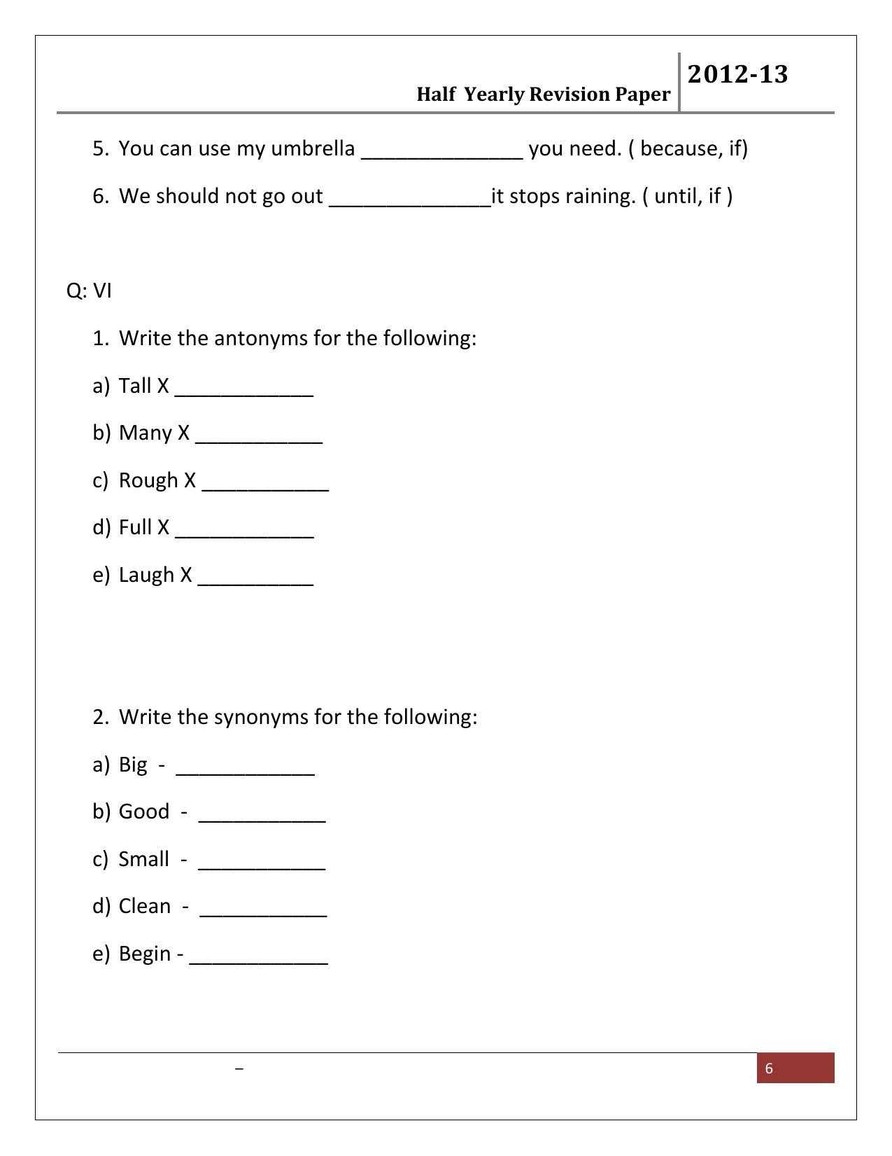Worksheet for Class 2 English Assignment 12 - Page 6
