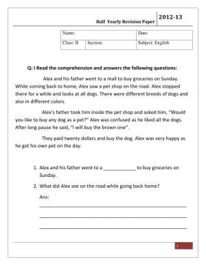Worksheet for Class 2 English Assignment 12