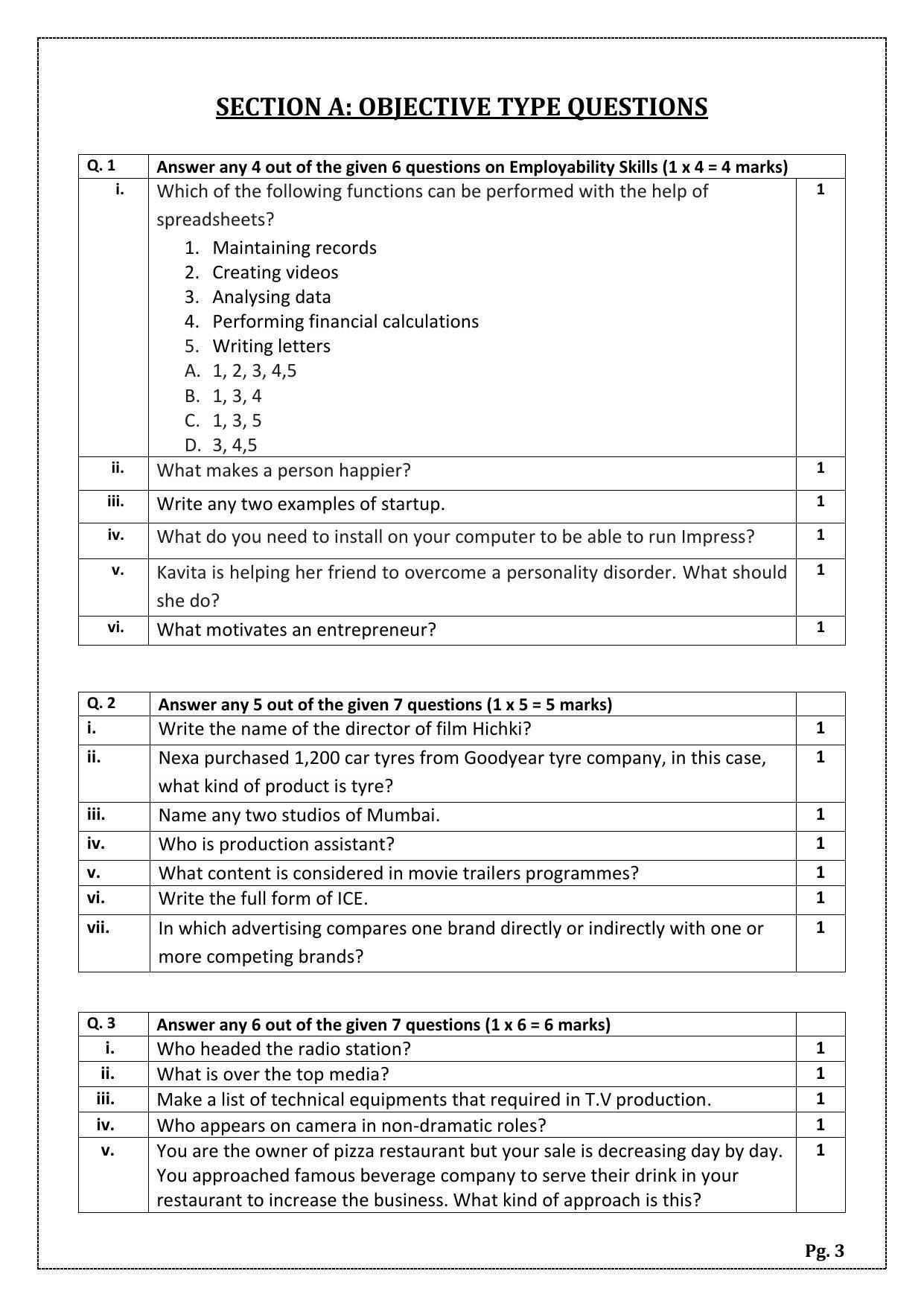 CBSE Class 10 Mass Media Studies (Skill Education) Sample Papers 2023 - Page 3