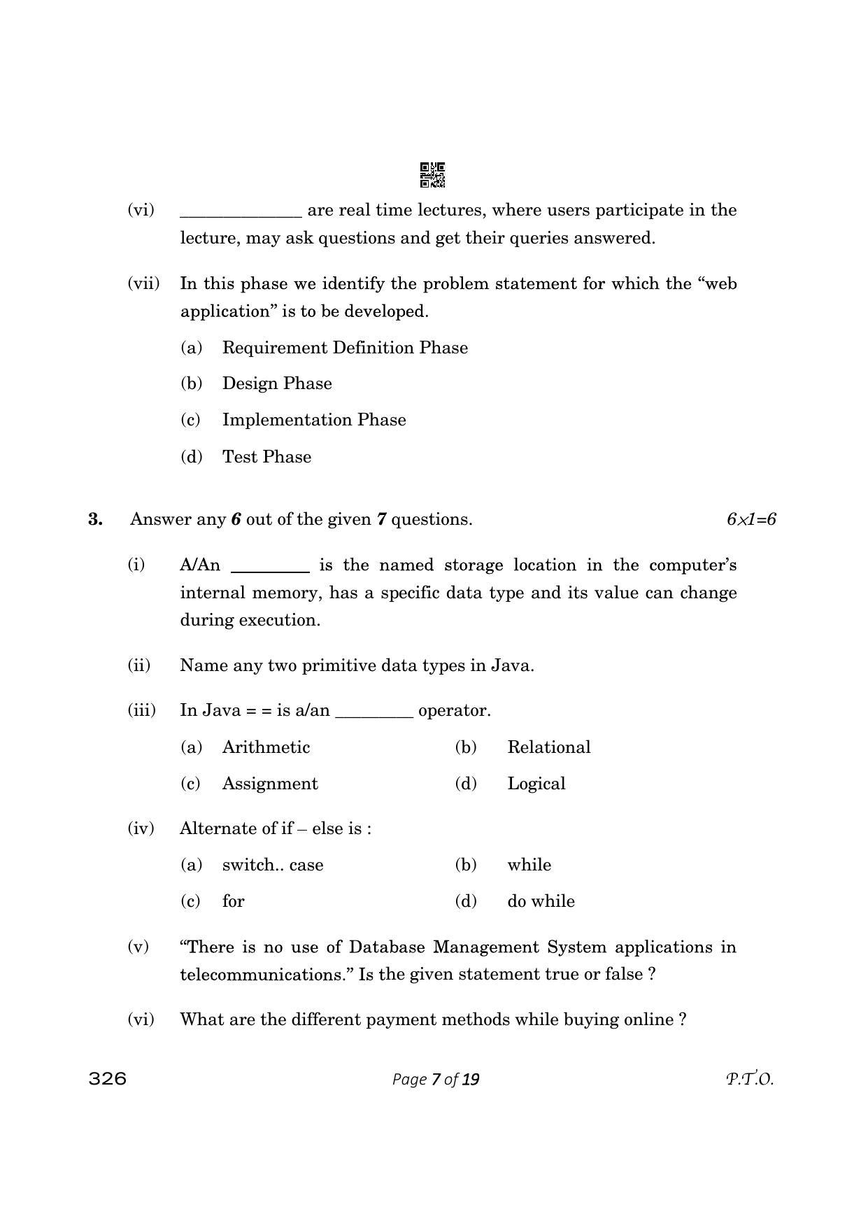 CBSE Class 12 Information Technology (Compartment) 2023 Question Paper - Page 7