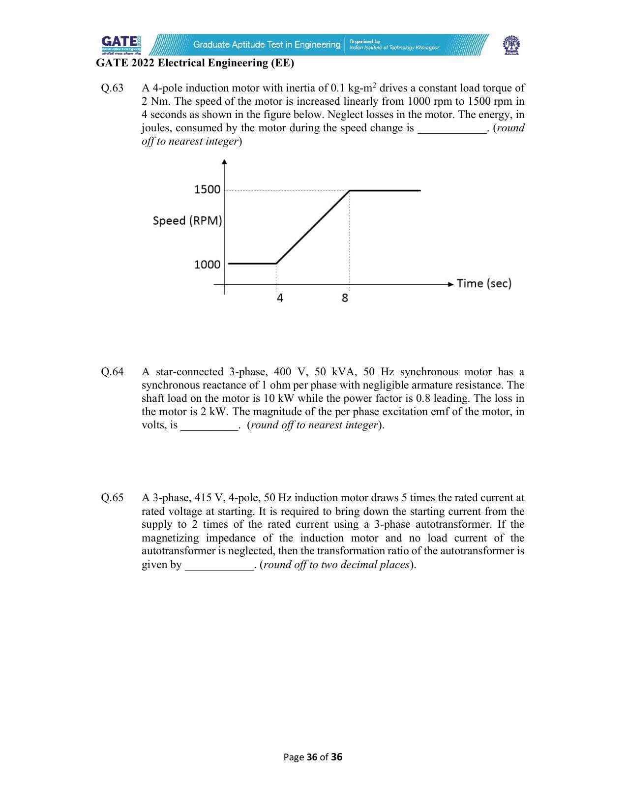 GATE 2022 Electrical Engineering (EE) Question Paper - Page 36