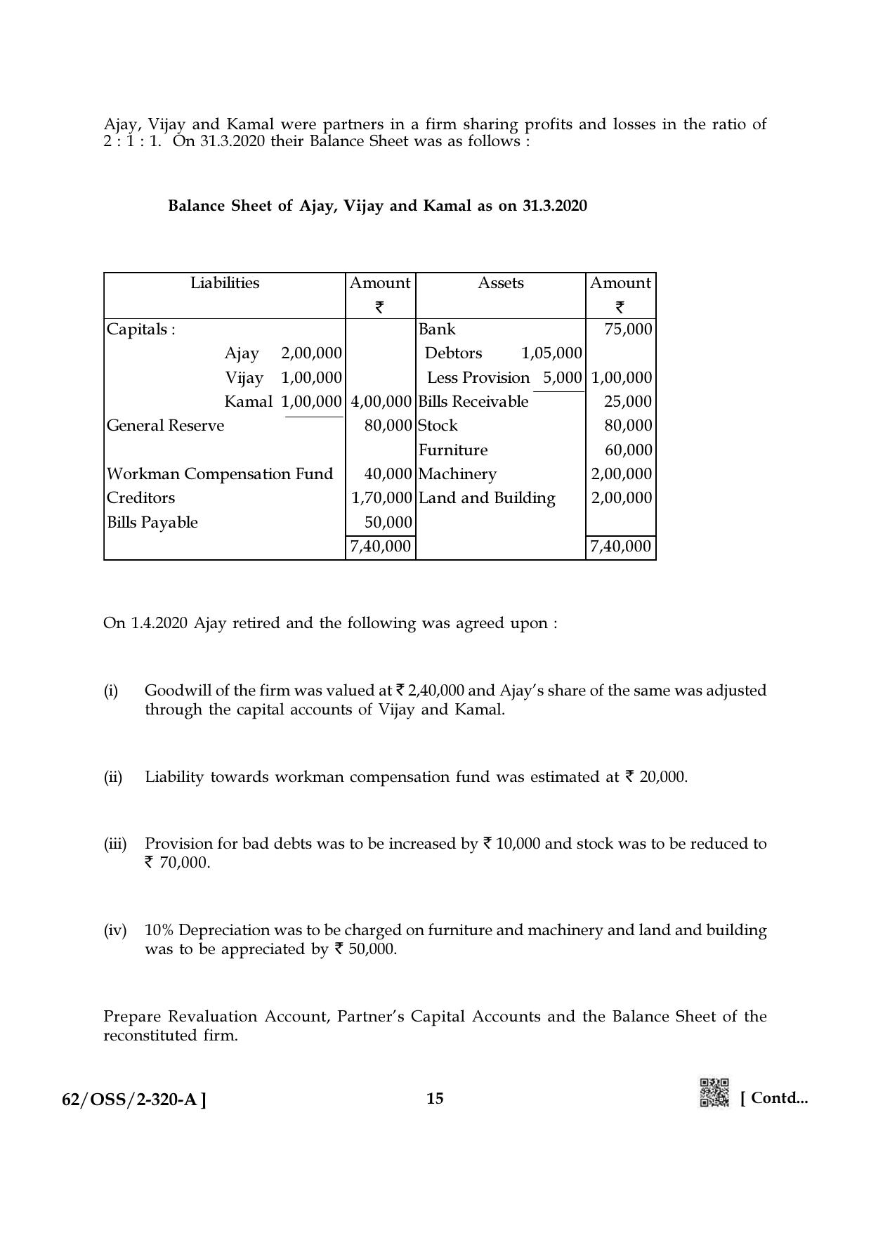 NIOS October 2021 Class 12 Accountancy Question Paper - Page 15